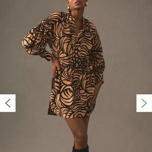 Anthropologie Black and Tan Long Sleeve Dress